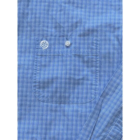 Wrangler George Strait Flip Cuff Sky Blue Plaid Button Down Long Sleeve Shirt XL - Picture 3 of 6